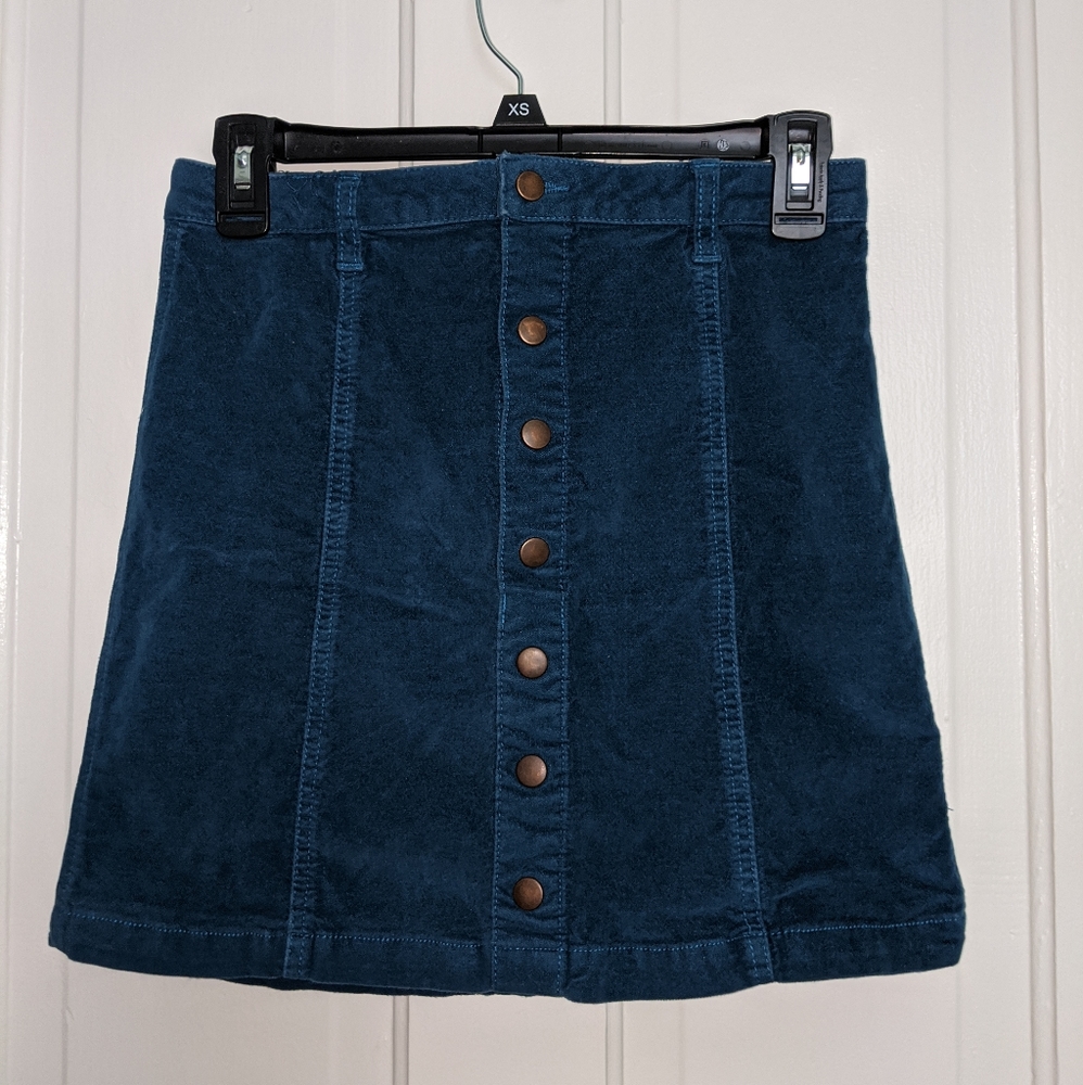 Dark Teal Lightweight velvet mini skirt